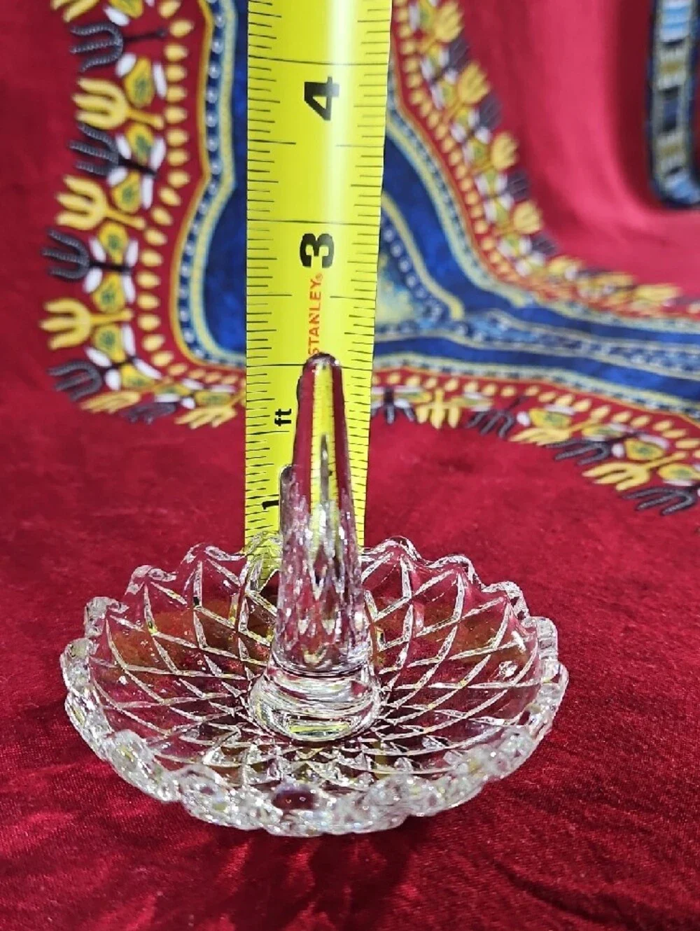 VTG Crystal Clear Cut Glass Ring Holder Dish – Scalloped Edge Vanity Organizer